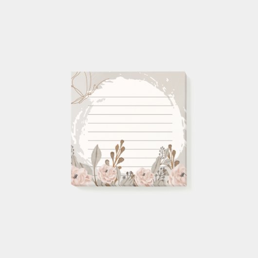 Neutraal bruin bruin gekleurd met bloemen post-it® notes (Voorkant)