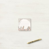 Neutraal bruin bruin gekleurd met bloemen post-it® notes (Op bureau)