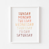 Neutraal bruin educatieve dagen van de week poster