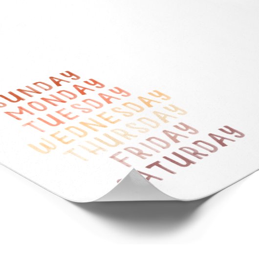 Neutraal bruin educatieve dagen van de week poster (Hoek)