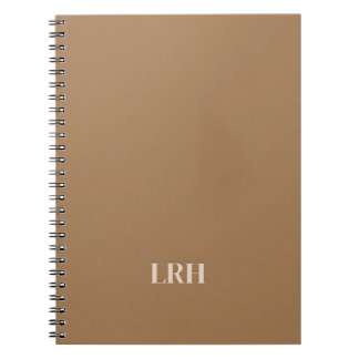 Neutraal bruin eenvoudig Initiaal monogram Notitieboek