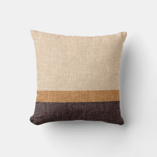 Neutraal Bruin en Caramel Taupe 3 Stripe Patroon Kussen
