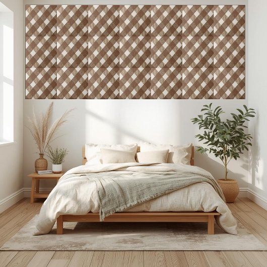 Neutraal bruin en wit geruit Tegel patroon Tegeltje