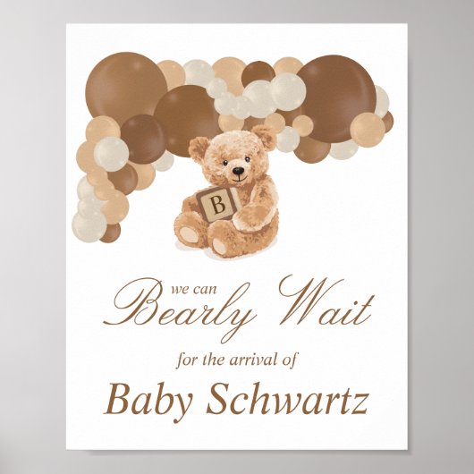  neutraal bruin pampas teddybeer teken poster (Voorkant)
