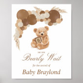  neutraal bruin pampas teddybeer teken poster (Voorkant)