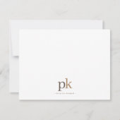 Neutraal Bruin Schoon Lettertype Monogram Notitiekaartje (Voorkant)
