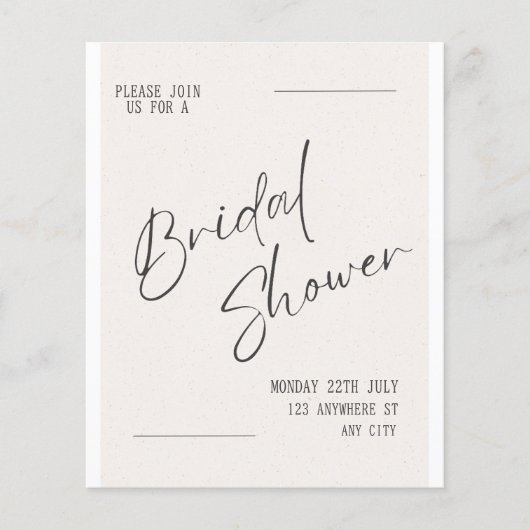 Neutraal budget Moderne Bridal Shower-uitnodiging Flyer (Voorkant)