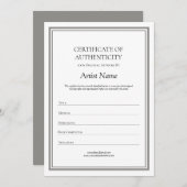 Neutraal Certificaat van Echtheid voor Kunst Bedankkaart (Voorkant / Achterkant)
