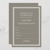 Neutraal Certificaat van Echtheid voor Kunst Bedankkaart (Voorkant / Achterkant)