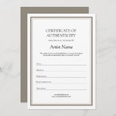 Neutraal Certificaat van Echtheid voor Kunst Bedankkaart (Voorkant / Achterkant)