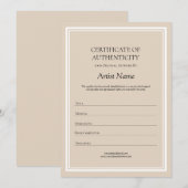 Neutraal Certificaat van Echtheid voor Kunst Bedankkaart (Voorkant / Achterkant)
