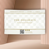 Neutraal Checkerboard Business QR Event Display Spandoek