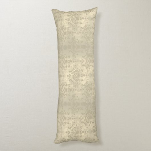 Neutraal Cream Tan Double Damask Patroon Lichaamskussen (Achterkant (Verticaal))