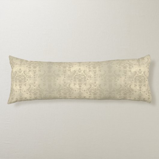 Neutraal Cream Tan Double Damask Patroon Lichaamskussen (Voorkant)