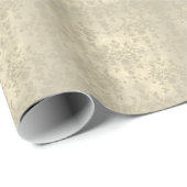 Neutraal Crème Tannendubbel Damastpatroon Cadeaupapier (Rol Hoek)