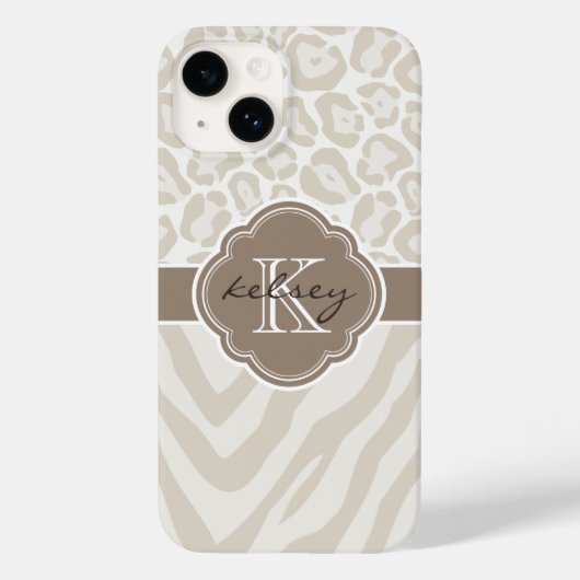 Neutraal dierenprint monogram Case-Mate iPhone case (Achterkant)