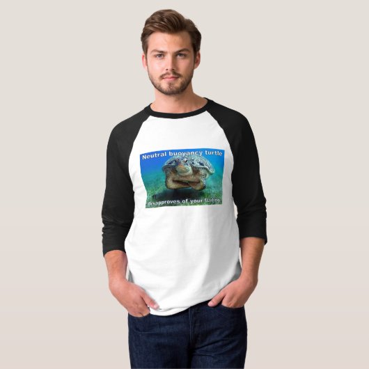Neutraal drijfvermogen schildpad / scuba humor t-shirt (Voorkant volledig)