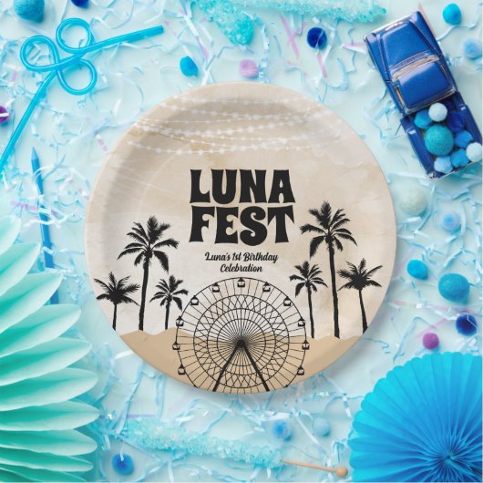 Neutraal Earth Tone Music Festival Papieren Bordje (Feest)