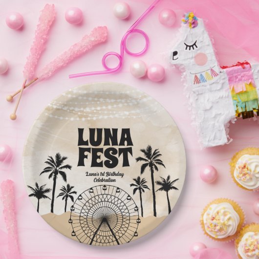 Neutraal Earth Tone Music Festival Papieren Bordje (Feest)