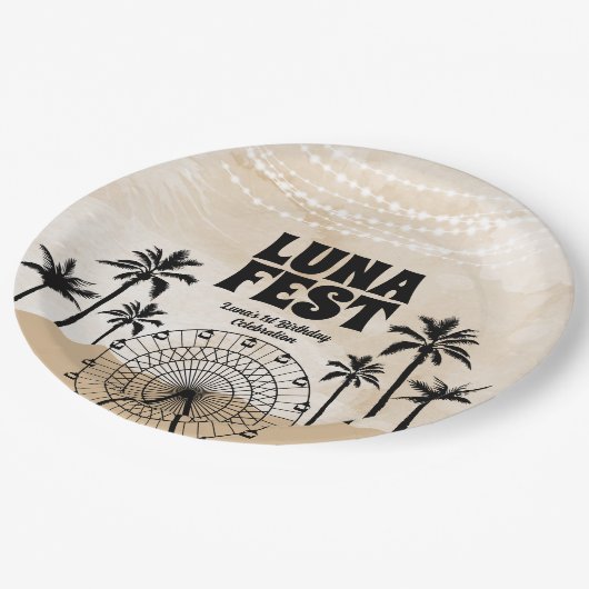 Neutraal Earth Tone Music Festival Papieren Bordje (Gekanteld)
