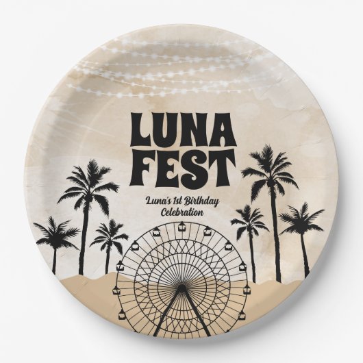 Neutraal Earth Tone Music Festival Papieren Bordje (Voorkant)