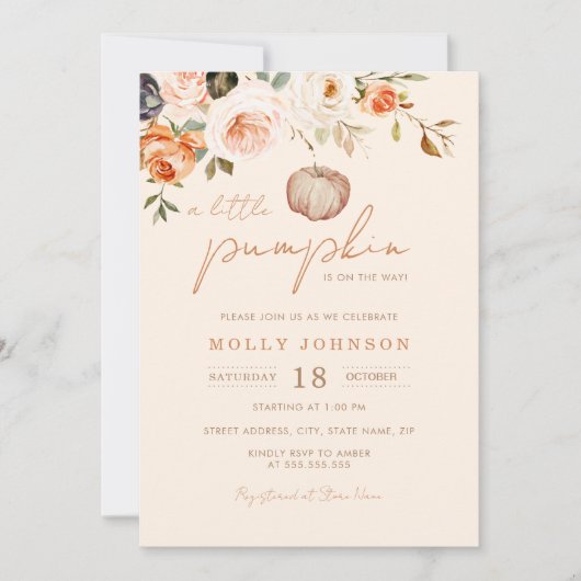 Neutraal een beetje pompoen Herfst Baby shower Kaart (Voorkant)