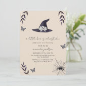 Neutraal een Little Boo Witch Pet Baby shower Kaart (Staand voorkant)