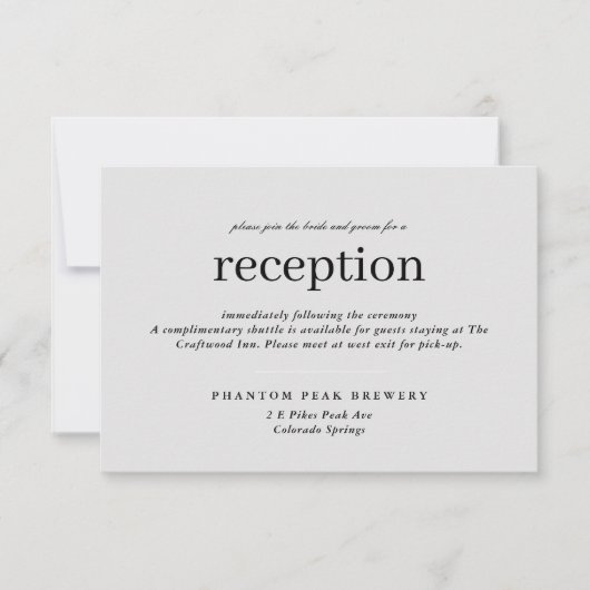 Neutraal eenvoudig type bruiloft receptie save the date (Voorkant)