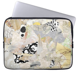 Neutraal Elegant Abstract Collageontwerp Laptop Sleeve