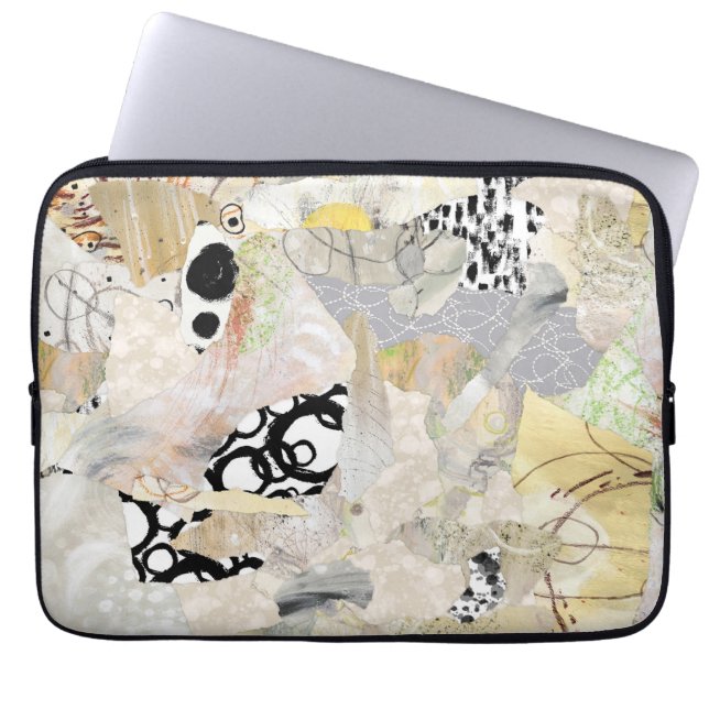 Neutraal Elegant Abstract Collageontwerp Laptop Sleeve (Voorkant)