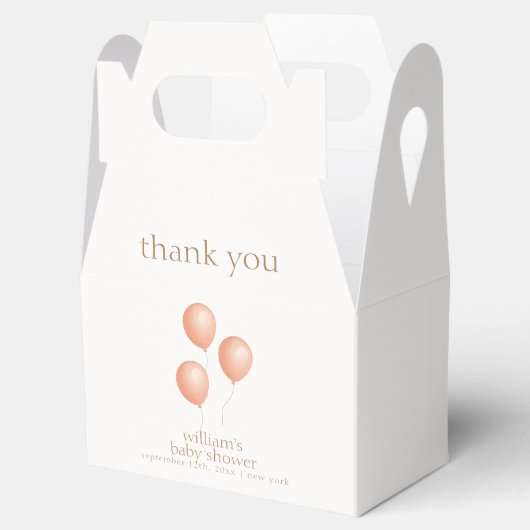 Neutraal Elegant Boho Balloon Baby shower Bedankdoosjes (Geopend)