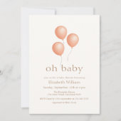 Neutraal Elegant Boho Balloon Baby shower Kaart (Voorkant)