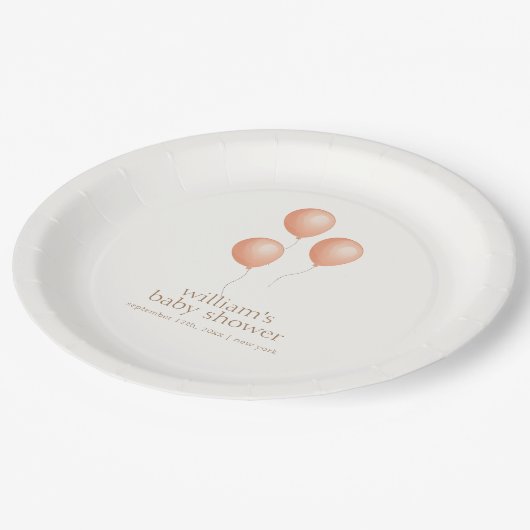 Neutraal Elegant Boho Balloon Baby shower Papieren Bordje (Gekanteld)