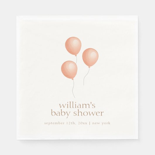 Neutraal Elegant Boho Balloon Baby shower Servet (Voorkant)