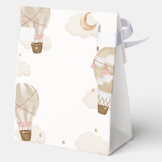Neutraal Elegant Boho Hete Luchtballon Baby shower Bedankdoosjes (Achterkant)