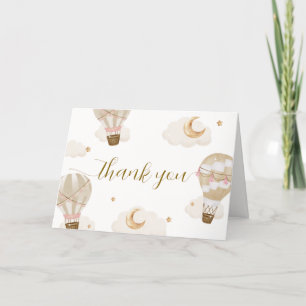 Neutraal Elegant Boho Hete Luchtballon Baby shower Bedankkaart