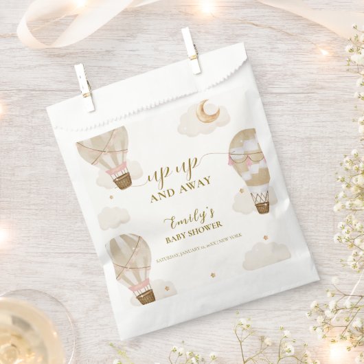 Neutraal Elegant Boho Hete Luchtballon Baby shower Bedankzakje (Geknipt)