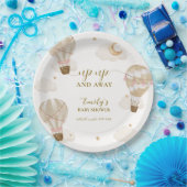 Neutraal Elegant Boho Hete Luchtballon Baby shower Papieren Bordje (Feest)