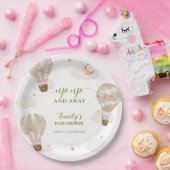 Neutraal Elegant Boho Hete Luchtballon Baby shower Papieren Bordje (Feest)
