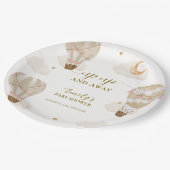 Neutraal Elegant Boho Hete Luchtballon Baby shower Papieren Bordje (Gekanteld)