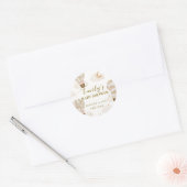 Neutraal Elegant Boho Hete Luchtballon Baby shower Ronde Sticker (Envelop)