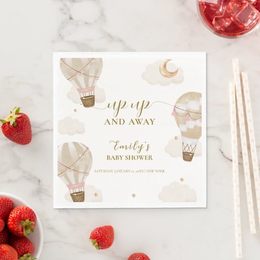 Neutraal Elegant Boho Hete Luchtballon Baby shower Servet (Insitu)