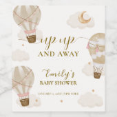 Neutraal Elegant Boho Hete Luchtballon Baby shower Wijn Etiket (Enkel label)