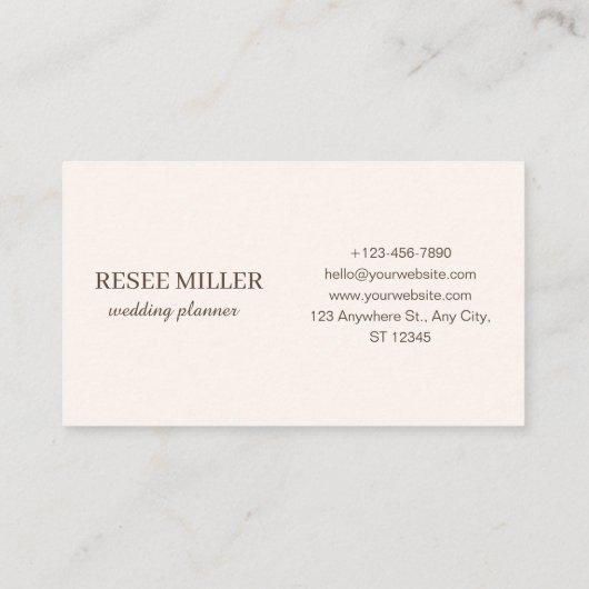 Neutraal Elegant Eenvoudige Waterverf Bloemen Brui Visitekaartje (Achterkant)