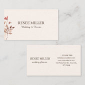 Neutraal Elegant Eenvoudige Waterverf Bloemen Brui Visitekaartje (Voorkant / Achterkant)