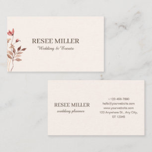 Neutraal Elegant Eenvoudige Waterverf Bloemen Brui Visitekaartje