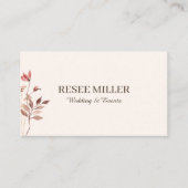 Neutraal Elegant Eenvoudige Waterverf Bloemen Brui Visitekaartje (Voorkant)