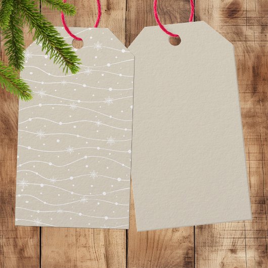 Neutraal Elegant Ivoor Wit - Sneeuwvlokken Gift La Cadeaulabel