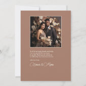 Neutraal Elegant Mocha Mousse Bloemen Bedankkaart (Achterkant)