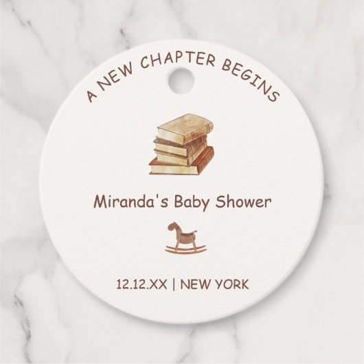 Neutraal Elegant New Chapter Storybook Baby shower Bedankjes Labels (Voorkant)